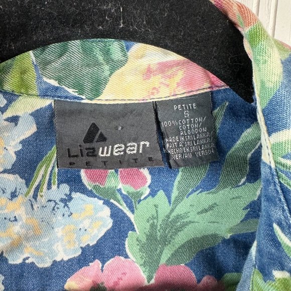 Liz Wear petite Floral button down top long sleeve size Small 100% Cotton - Picture 4 of 4